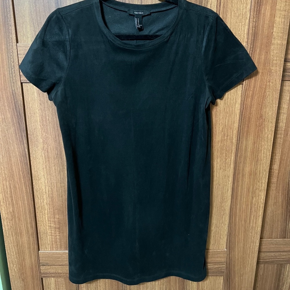 Forever 21 Black Velvet T-shirt Dress